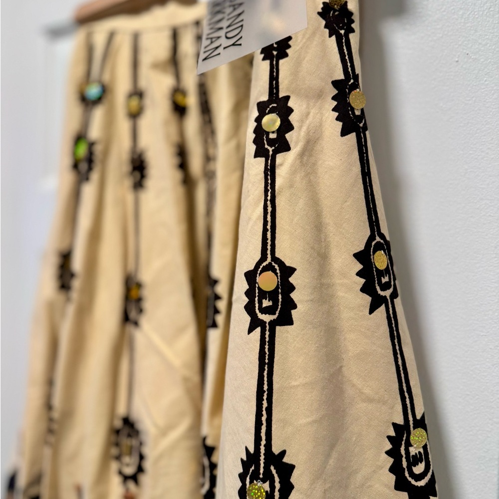 Sandy Arkman Cream and Black Women's Boho Sequin Skirt - Picture 4 of 7